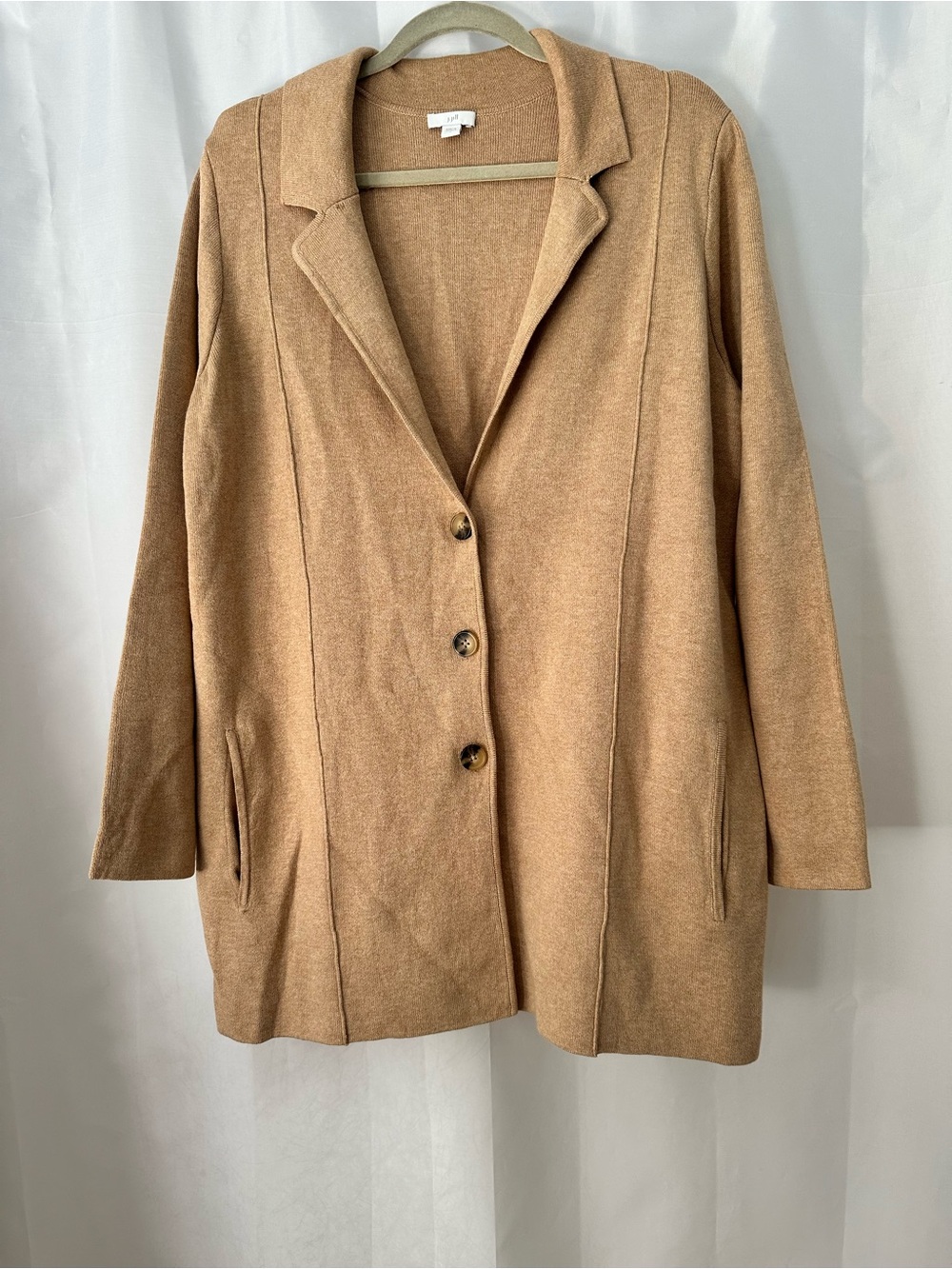 J. Jill Camel/Tan Sweater Blazer Preppy Classic Layer Size L